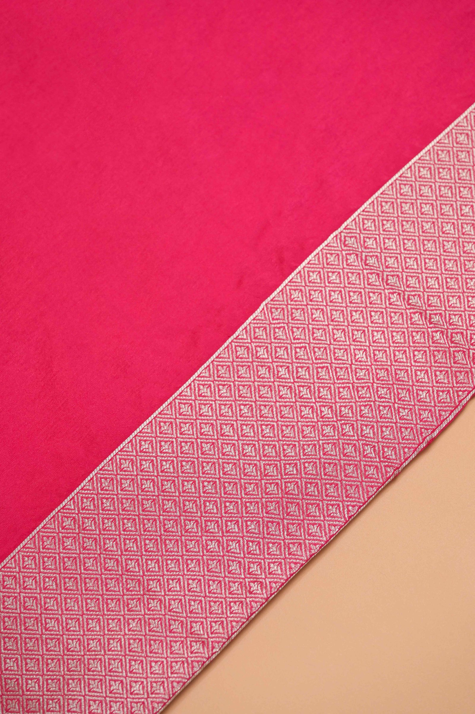Woven Fuchsia  Pink Silk Saree with Zari Detailing